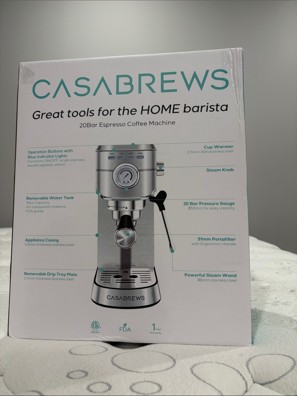 Stainless Steel Espresso Coffee Machine - Silver